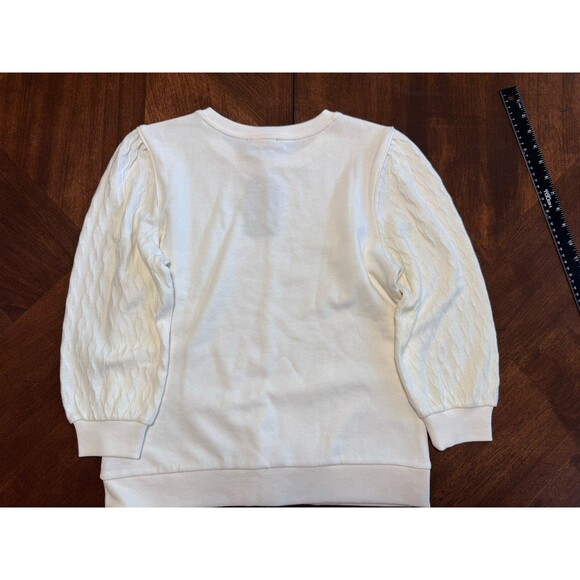 NAUTICA JEANS WOMENS IVORY SWEATER SLEEVES WOVEN BODICE NWT XS - Picture 2 of 7